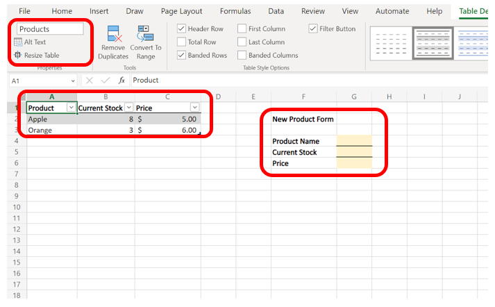 Excel file structure
